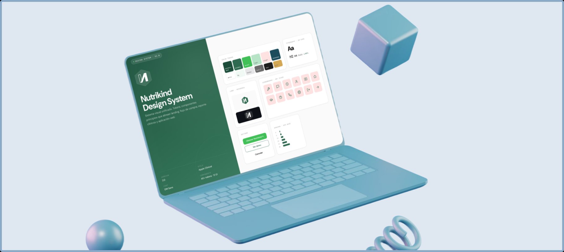 Nutrikind Design System v2.0 — tokens, components, icons unified