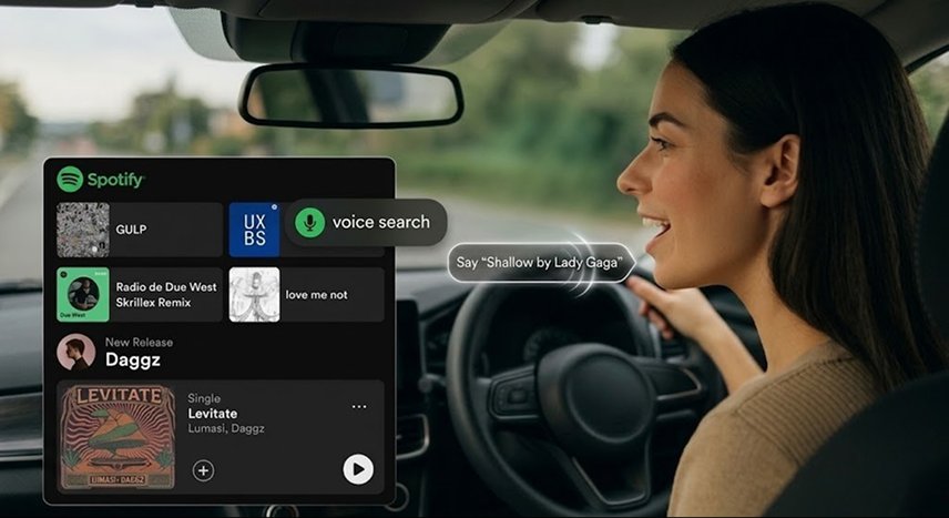 Voice search in car scenario with Spotify