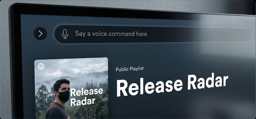 Release Radar with voice command bar — Spotify in CarPlay context
